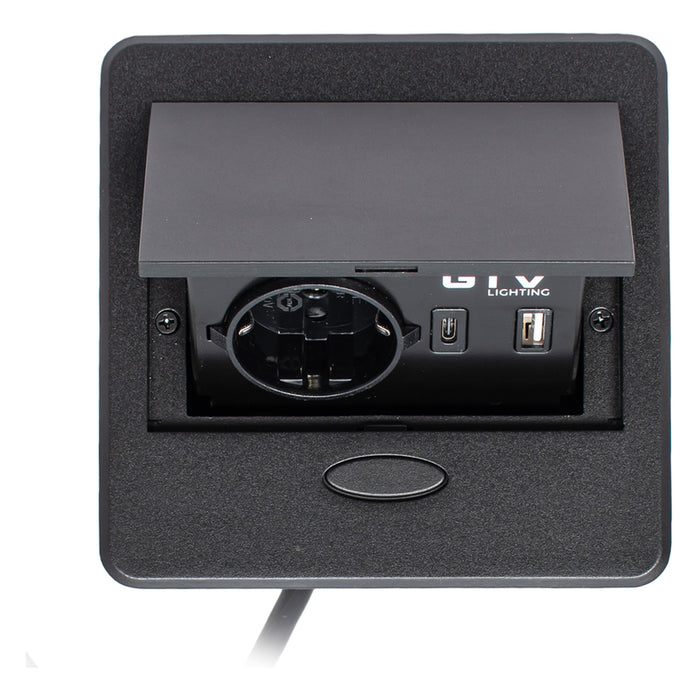 РАЗКЛОНИТЕЛ ЗА ВГРАЖДАНЕ 1 ГНЕЗДО И USB A+C И КАБЕЛ ЧЕРЕН GTV AVARO