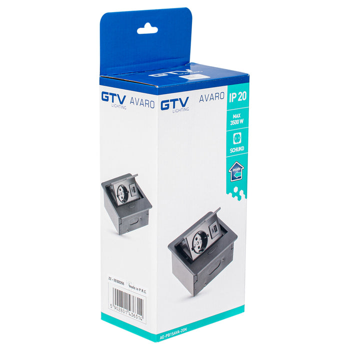 РАЗКЛОНИТЕЛ ЗА ВГРАЖДАНЕ 1 ГНЕЗДО И USB A+C И КАБЕЛ ЧЕРЕН GTV AVARO