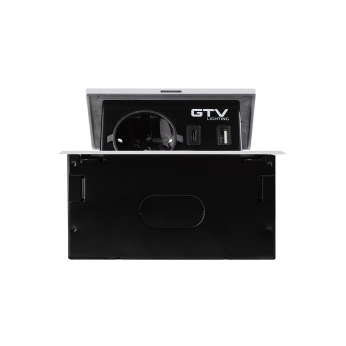 РАЗКЛОНИТЕЛ ЗА ВГРАЖДАНЕ 1 ГНЕЗДО И USB A+C И КАБЕЛ БЯЛ GTV AVARO