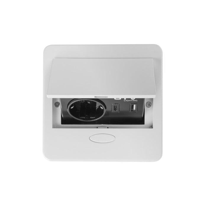 РАЗКЛОНИТЕЛ ЗА ВГРАЖДАНЕ 1 ГНЕЗДО И USB A+C И КАБЕЛ БЯЛ GTV AVARO