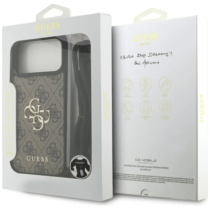 Guess 4G калъф с голямо лого и щампа през тялото за iPhone