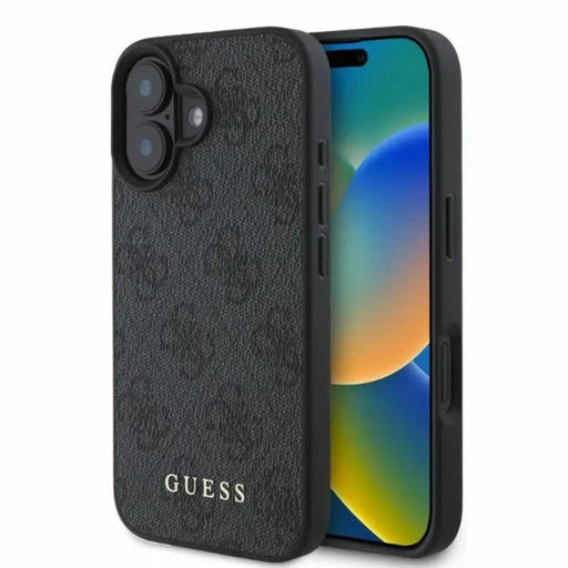 Guess 4G класически калъф за iPhone 16 - черен