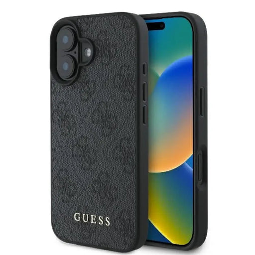 Guess 4G класически калъф за iPhone 16 Plus - черен