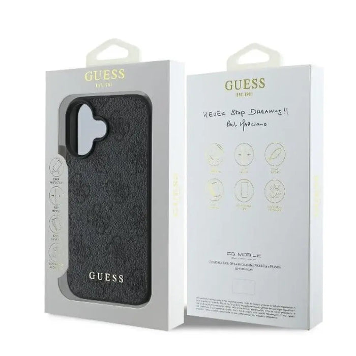 Guess 4G класически калъф за iPhone 16 Plus - черен