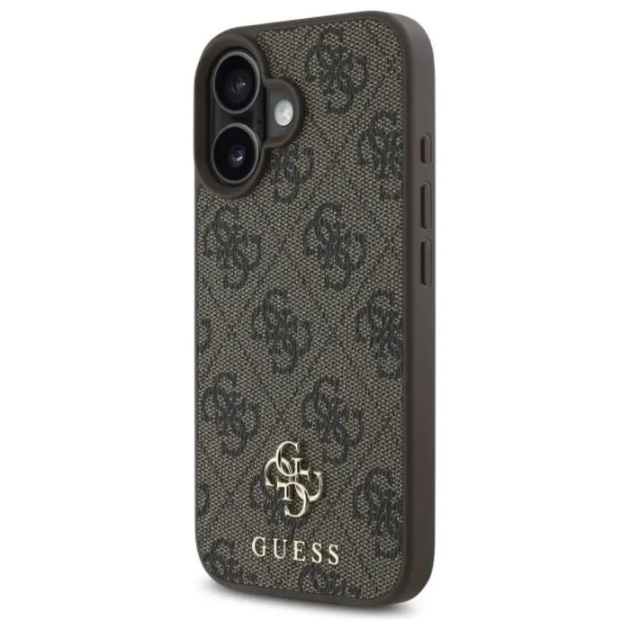 Guess 4G малък класически калъф MagSafe за iPhone 16 - кафяв