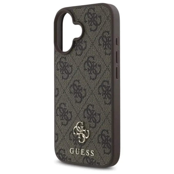 Guess 4G малък класически калъф MagSafe за iPhone 16 - кафяв