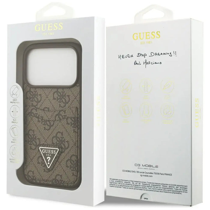 Guess 4G Nauble Card Triangle Case за iPhone 17 Pro - кафяв