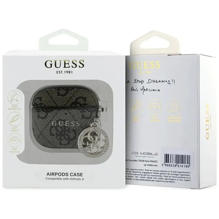 Guess 4G Strass Charm Case за AirPods 4 - кафяв