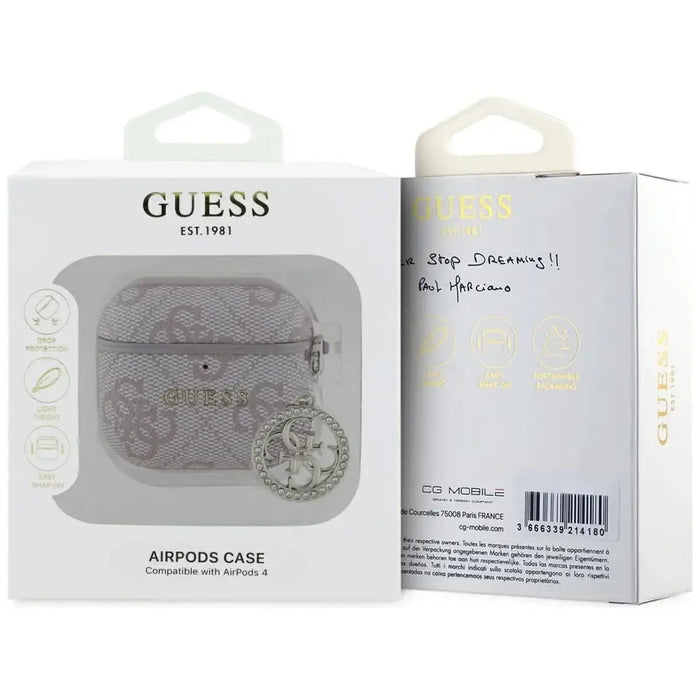 Guess 4G Strass Charm Case за AirPods 4 - розов
