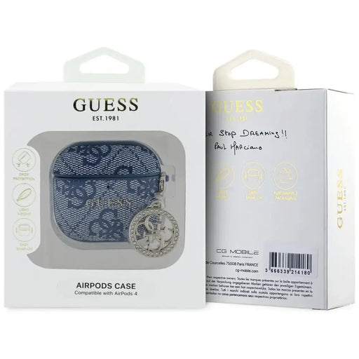 Guess 4G Strass Charm Case за AirPods 4 - син