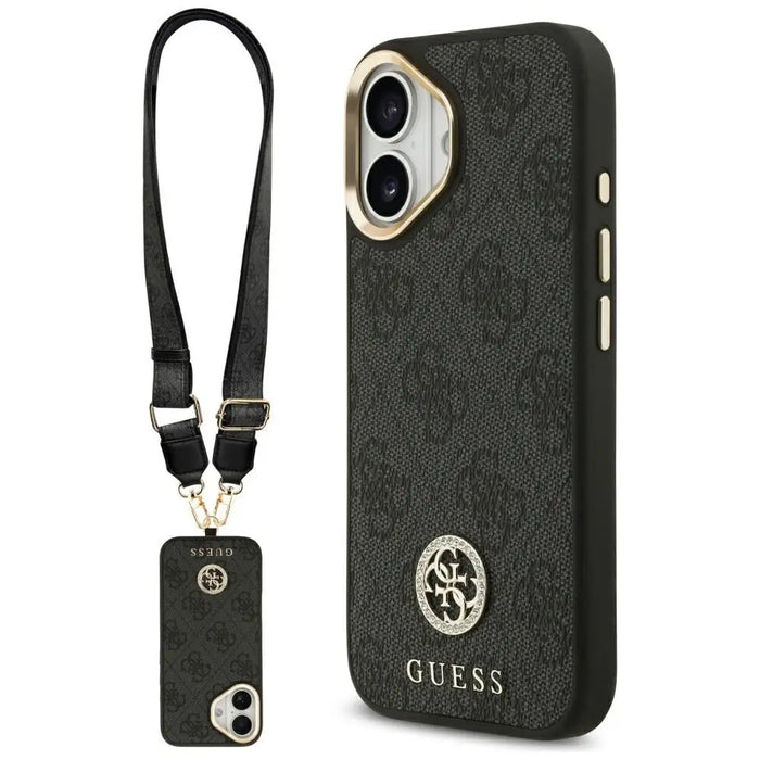 Guess 4G Strass Logo & Big Strap Metal Buttons MagSafe Case