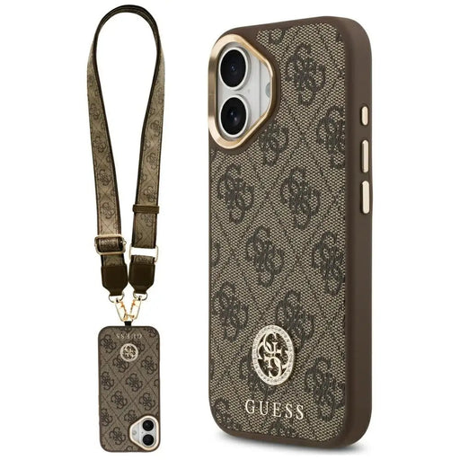 Guess 4G Strass Logo & Big Strap Metal Buttons MagSafe Case