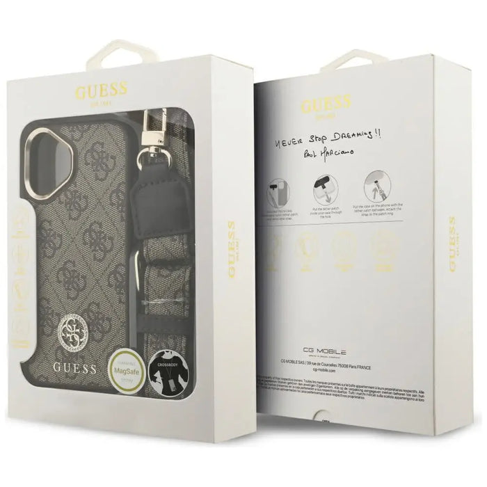 Guess 4G Strass Logo & Big Strap Metal Buttons MagSafe Case