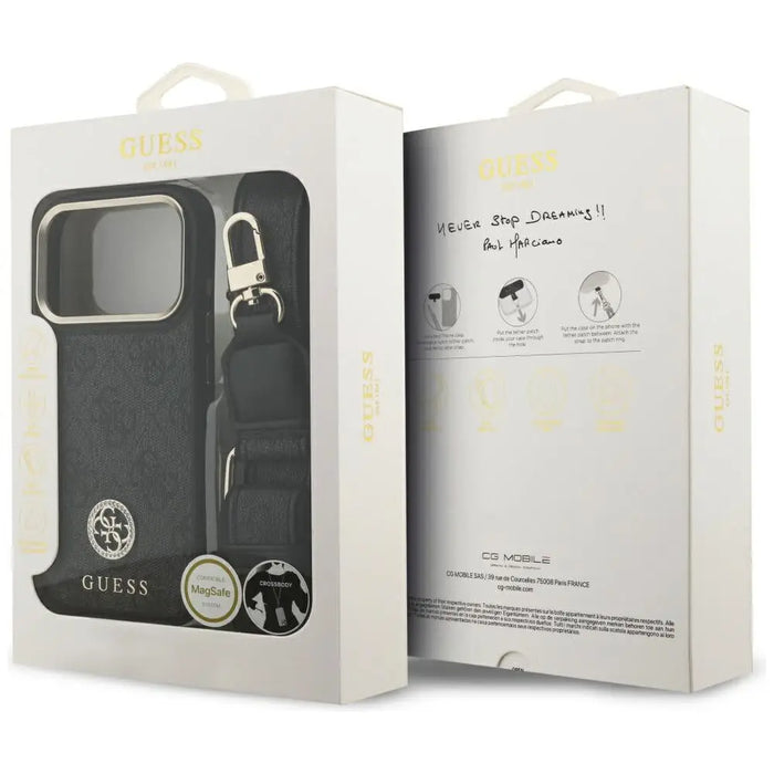 Guess 4G Strass Logo & Big Strap Metal Buttons MagSafe Case