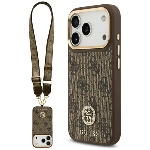 Guess 4G Strass Logo & Big Strap Metal Buttons MagSafe Case