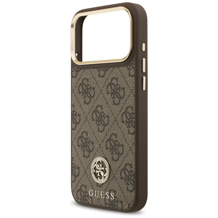 Guess 4G Strass Logo & Big Strap Metal Buttons MagSafe Case