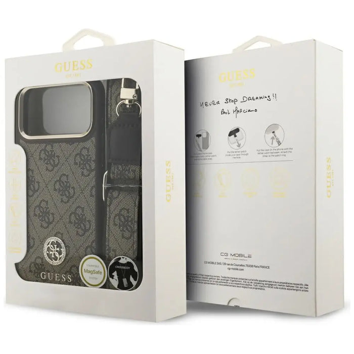 Guess 4G Strass Logo & Big Strap Metal Buttons MagSafe Case