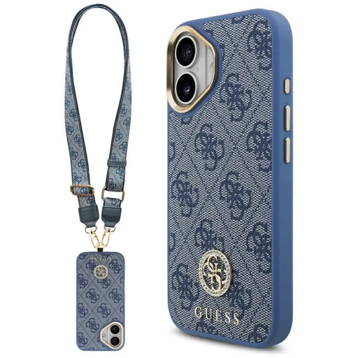 Guess 4G Strass Logo & Big Strap Metal Buttons MagSafe Case