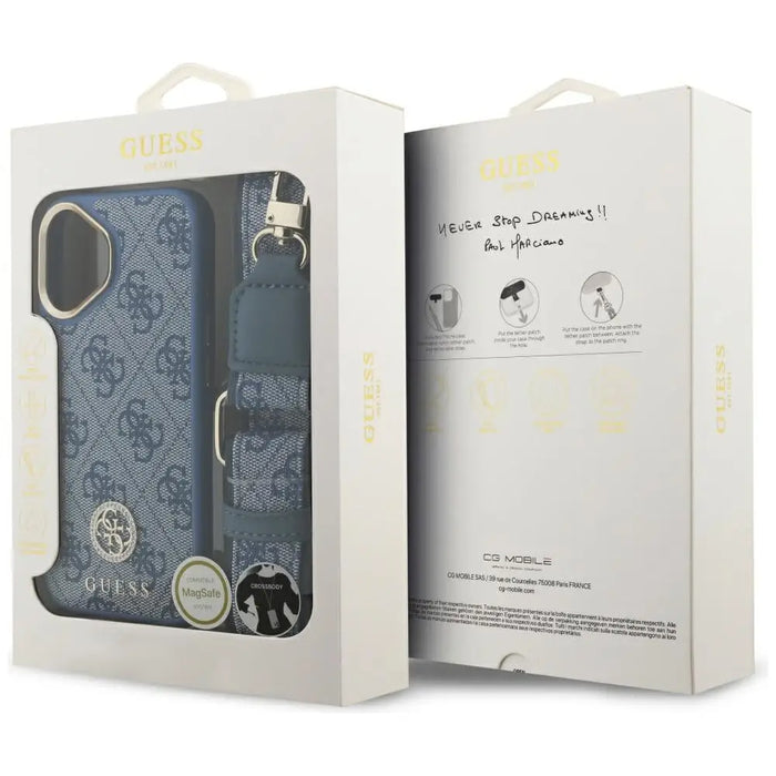Guess 4G Strass Logo & Big Strap Metal Buttons MagSafe Case