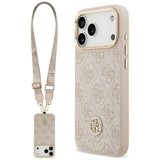 Guess 4G Strass Logo & Big Strap Metal Buttons MagSafe Case