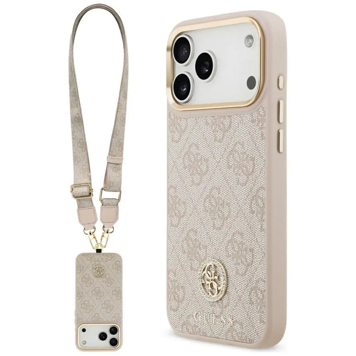 Guess 4G Strass Logo & Big Strap Metal Buttons MagSafe Case
