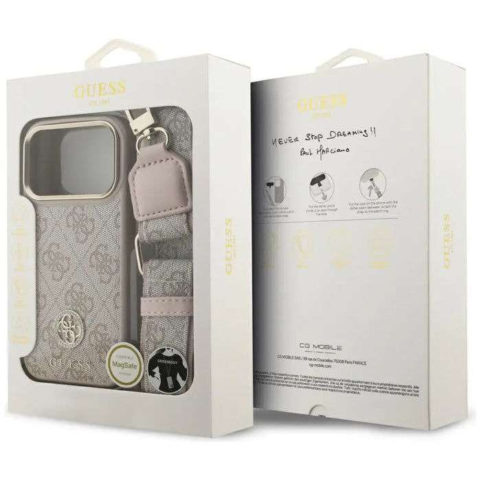 Guess 4G Strass Logo & Big Strap Metal Buttons MagSafe Case