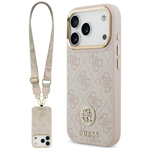 Guess 4G Strass Logo & Big Strap Metal Buttons MagSafe Case