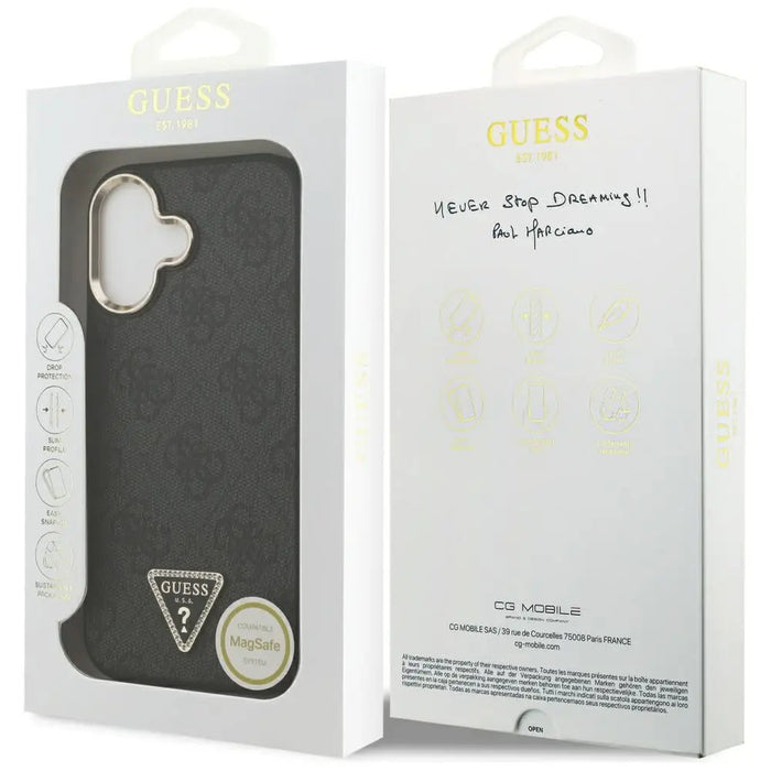 Guess 4G Triangle Logo MagSafe Case за iPhone 17 - черен