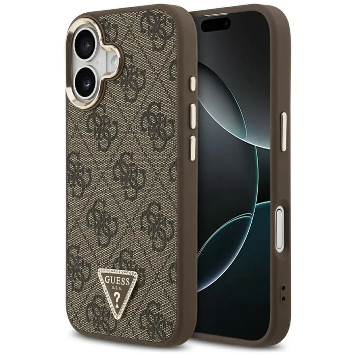 Guess 4G Triangle Logo MagSafe Case за iPhone 17 - кафяво