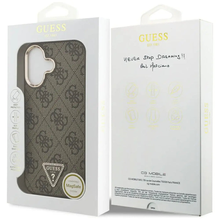 Guess 4G Triangle Logo MagSafe Case за iPhone 17 - кафяво