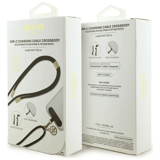 Guess CBDY 4G Charm USB-C / USB-C кабел 150 см - черен