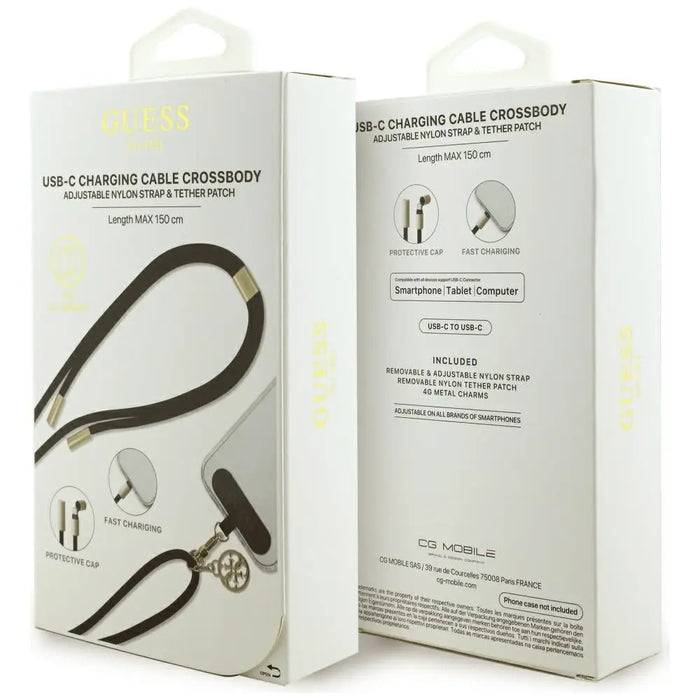 Guess CBDY 4G Charm USB-C / USB-C кабел 150 см - черен