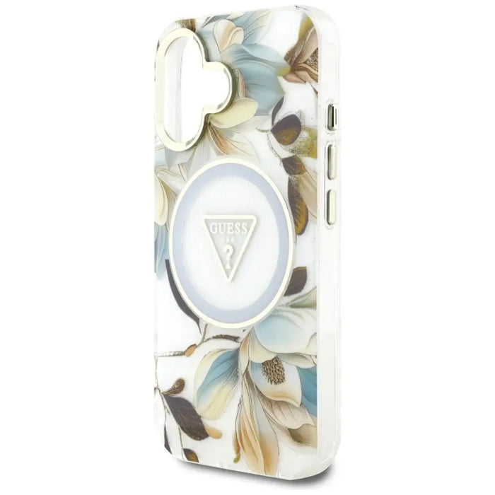 Guess Glitter Flowers Triangle Buttons MagSafe калъф