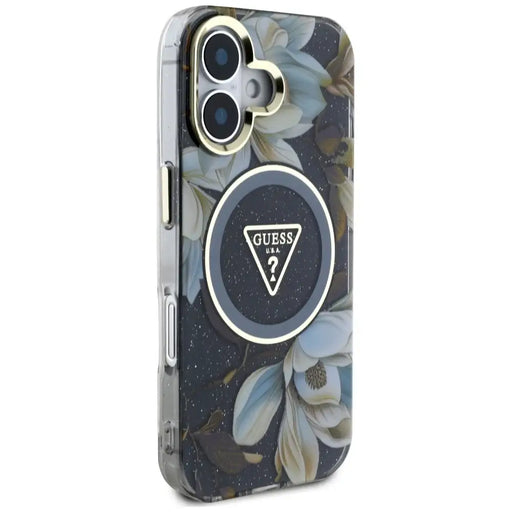 Guess Glitter Flowers Triangle Buttons MagSafe калъф
