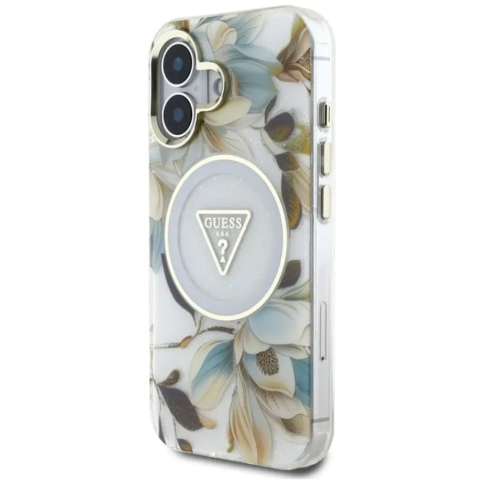 Guess Glitter Flowers Triangle Buttons MagSafe калъф