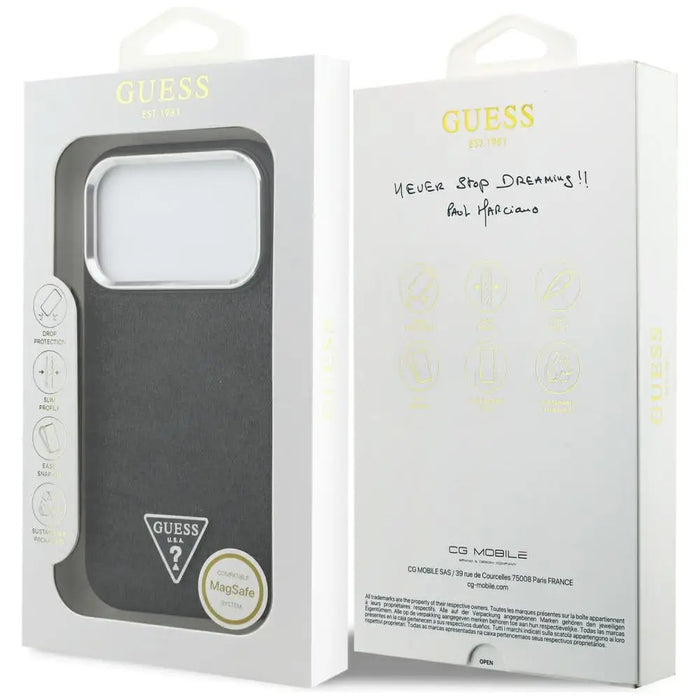 Guess Glitter Triangle Logo MagSafe Case за iPhone 17 Pro