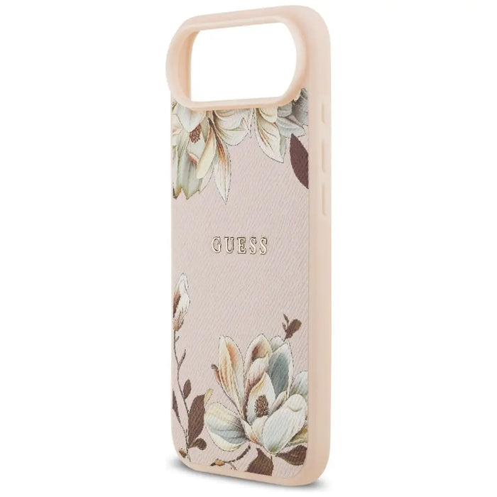 Guess Grained Flowers Classic Logo MagSafe Air Case