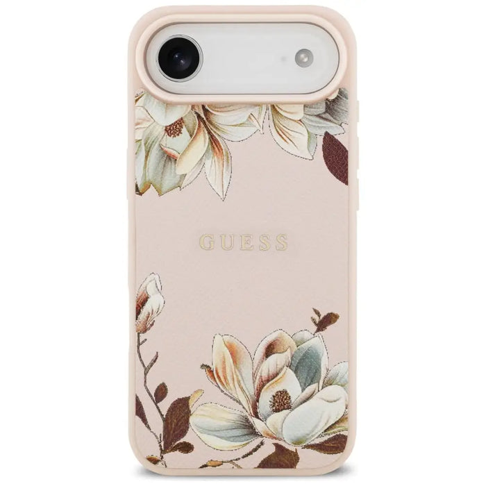 Guess Grained Flowers Classic Logo MagSafe Air Case