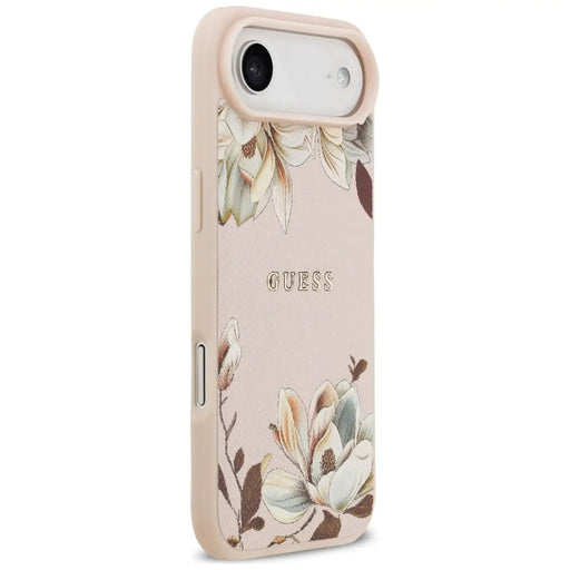 Guess Grained Flowers Classic Logo MagSafe Air Case