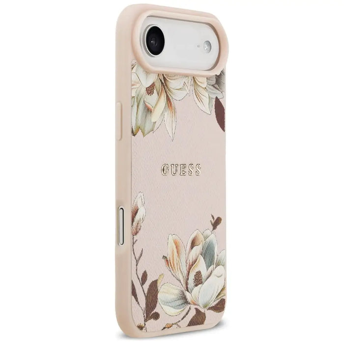 Guess Grained Flowers Classic Logo MagSafe Air Case