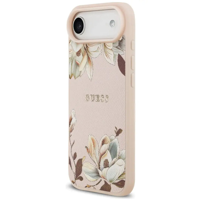 Guess Grained Flowers Classic Logo MagSafe Air Case