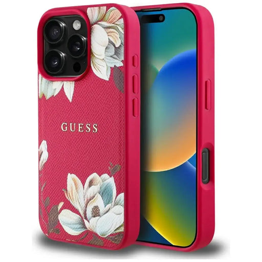 Guess Grained Printed Flower Pattern MagSafe калъф
