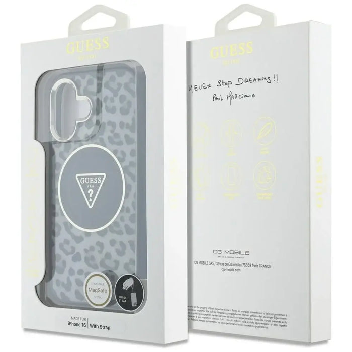 Guess HC IML Leopard Triangle Cord Strap MagSafe калъф