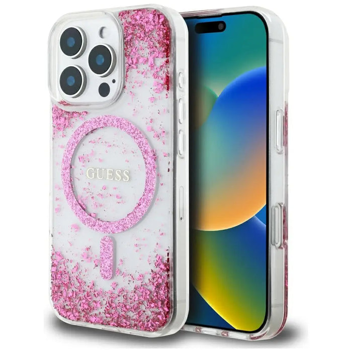 Guess HC Resin Bottom Glitter MagSafe Case за iPhone 16 Pro