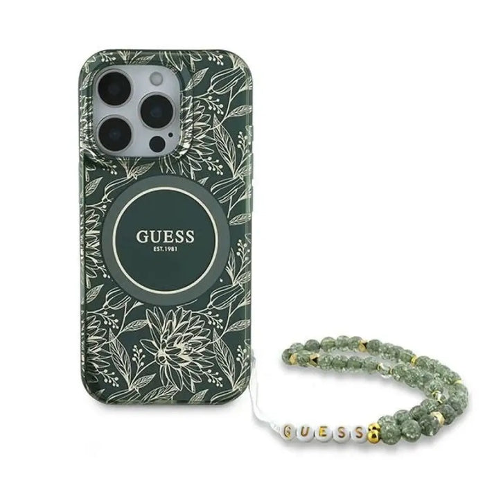 Guess IML Flowers Allover Electro With Pearl Strap MagSafe