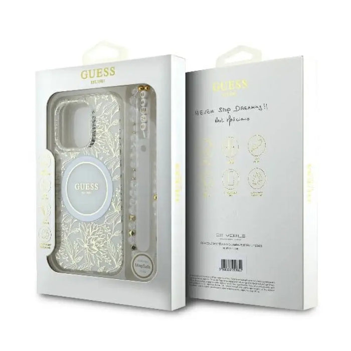 Guess IML Flowers Allover Electro With Pearl Strap MagSafe