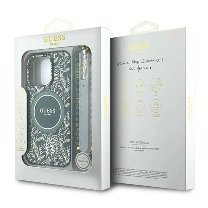 Guess IML Flowers Allover Electro With Pearl Strap MagSafe