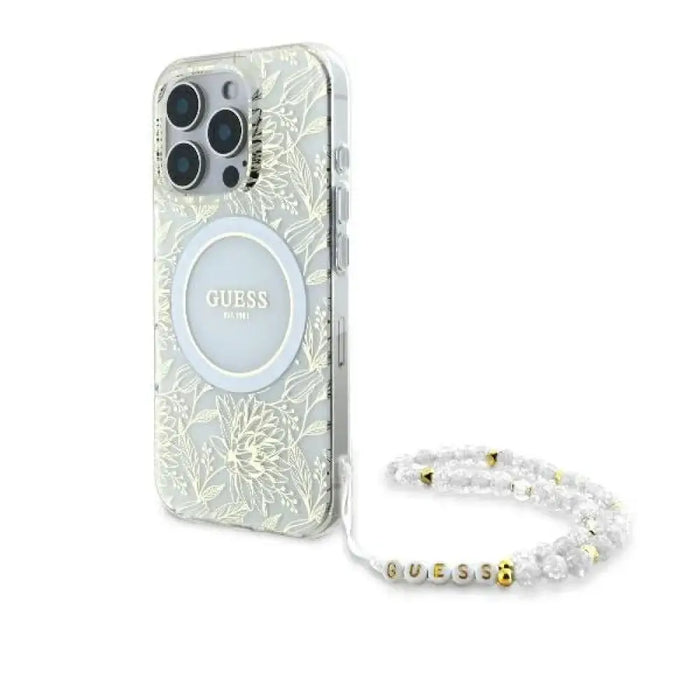 Guess IML Flowers Allover Electro With Pearl Strap MagSafe