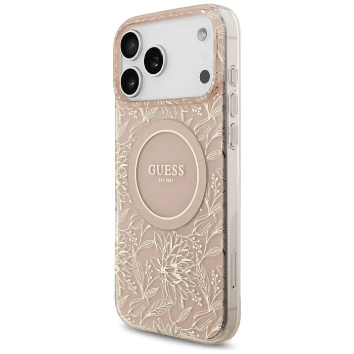 Guess IML Flowers Electro Pearl Strap MagSafe Case