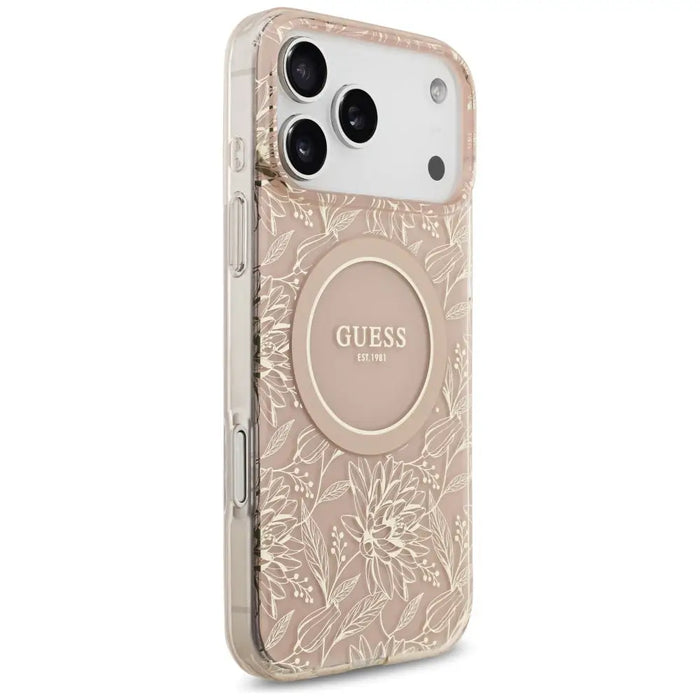 Guess IML Flowers Electro Pearl Strap MagSafe Case
